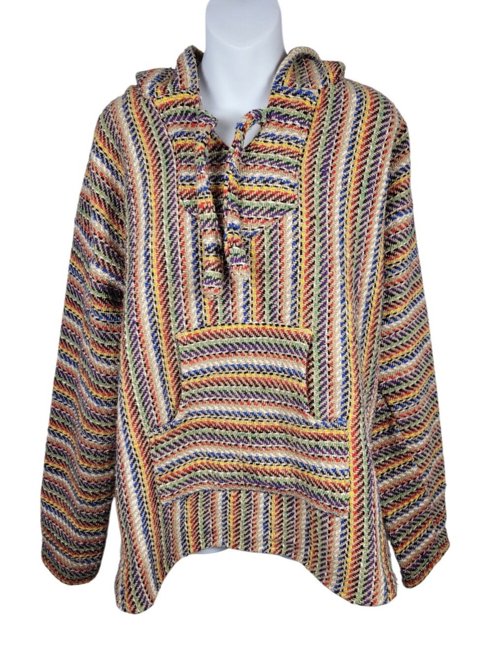 Vintage 90s Mexico Baja Hoodie Yellow Top Size: M